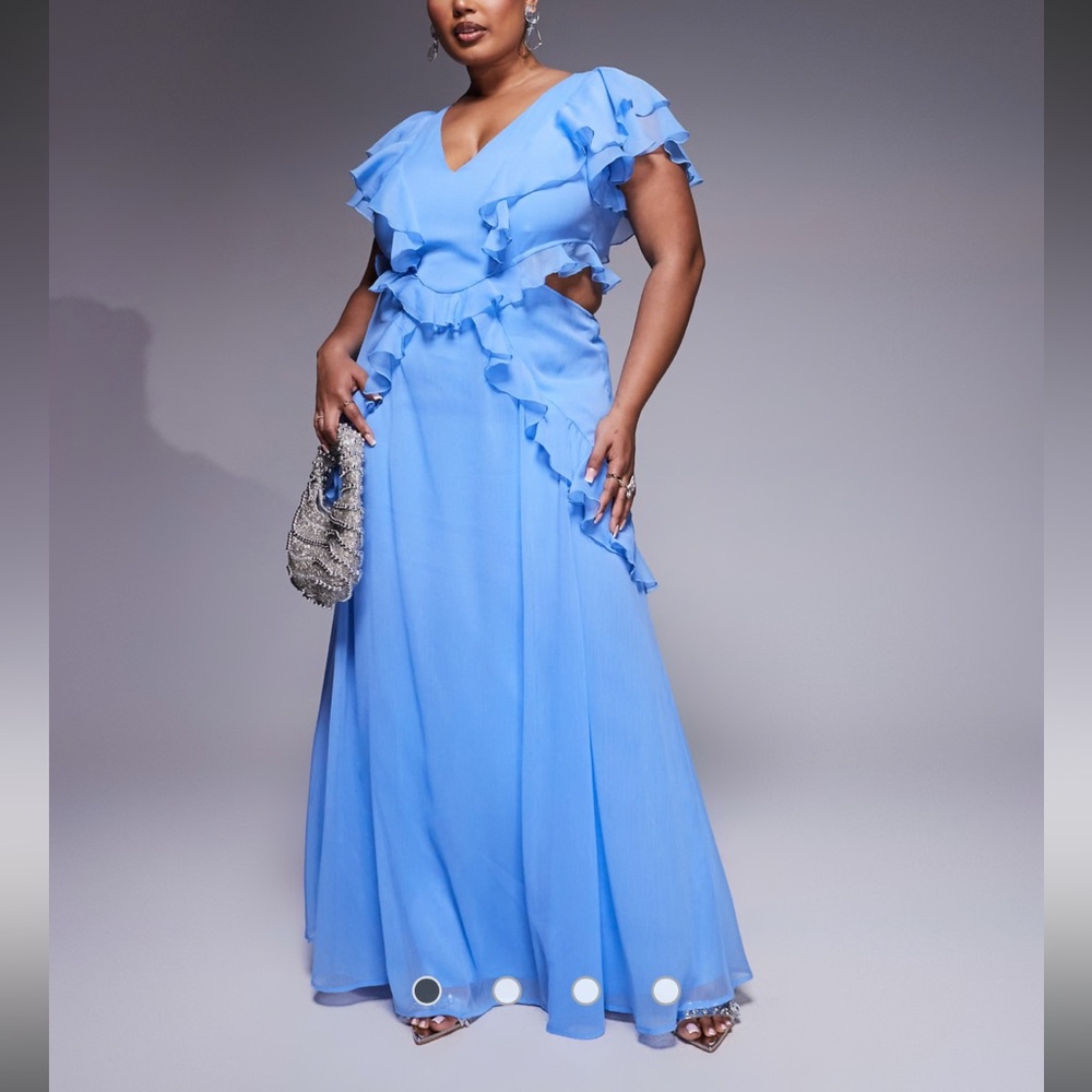 ASOS Design Curve  flutter sleeve ruffle midi dress with cut out